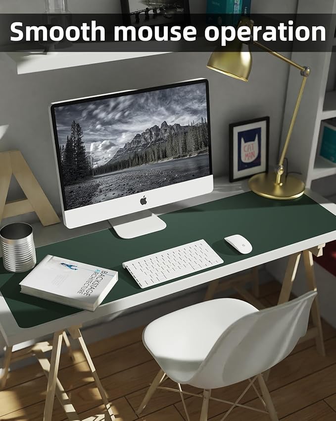 Leather Desk Pad Protector, Large Mat, Mouse Pad, Non-Slip PU Leather Blotter - Image 4