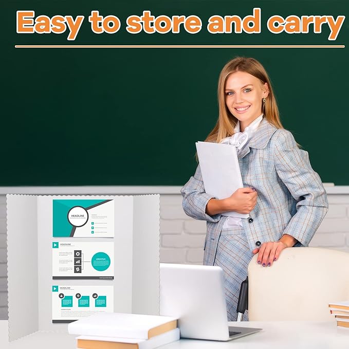 Henoyso 8 Pcs 14 x 22 Inch White Trifold Poster Board Large Tri Fold - Image 4