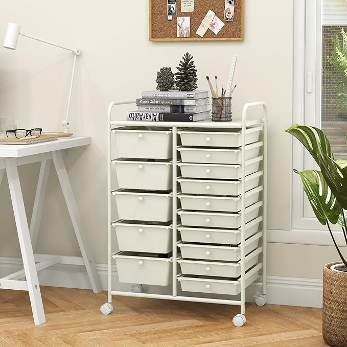 LDAILY 15 Drawer Rolling Storage Cart, Rolling Cart - Image 7