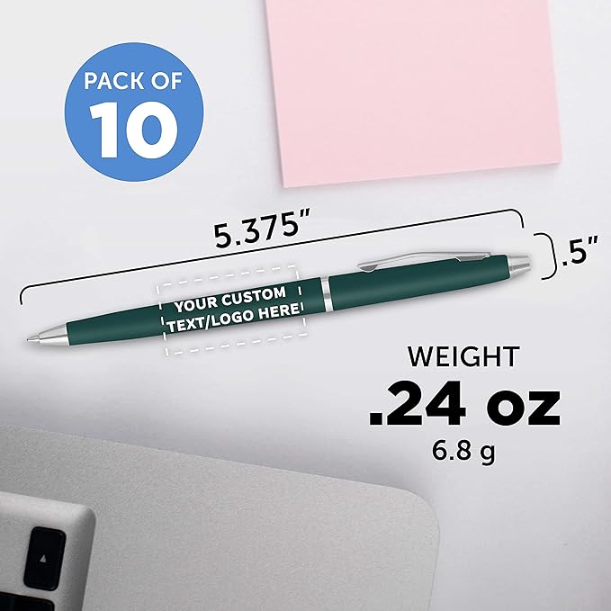 DISCOUNT PROMOS Custom Langham Ballpoint Pens Set of 10, Personalized Bulk Pack - Image 5