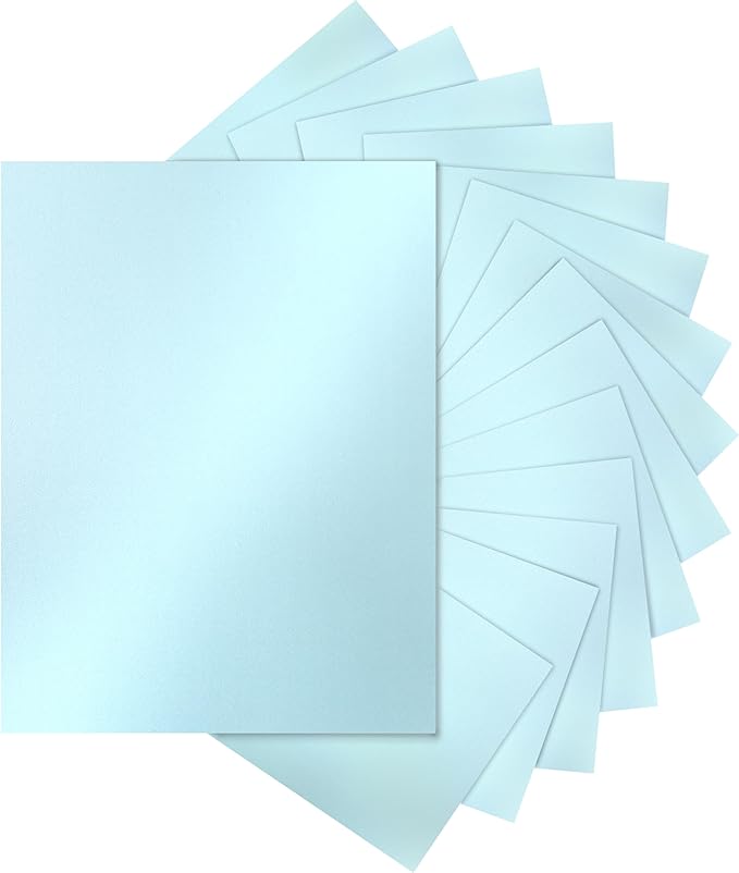 Silunkia 120 Sheets Light Blue Shimmer Cardstock 8.5 x 11 Certificate Paper by Silunkia