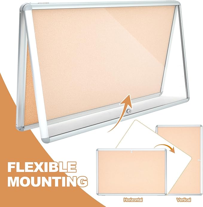 Geetery 26 x 20 Inch Enclosed Fabric Bulletin Board Tamperproof Lockable - Image 4