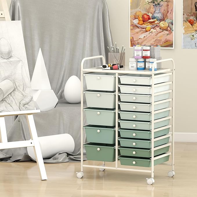 DORTALA 15-Drawer Rolling Storage Cart - Image 7