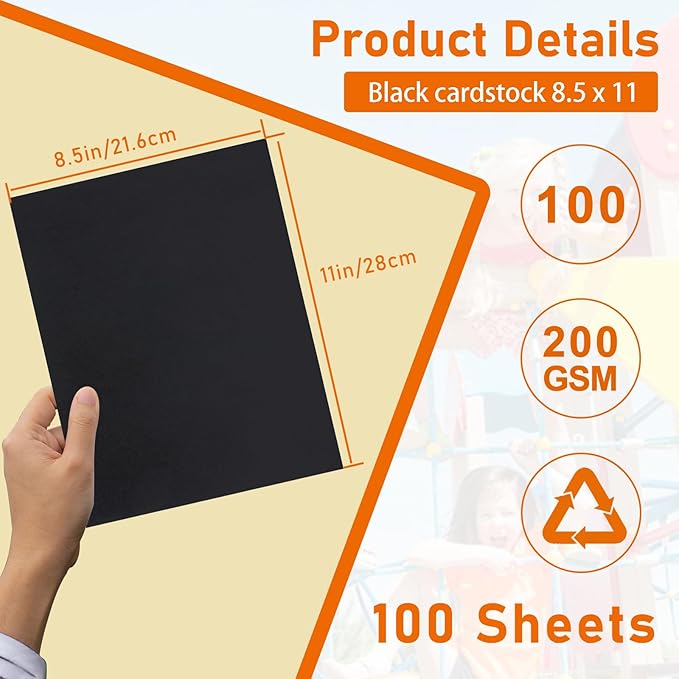 100 Sheets Black Cardstock 8.5 x 11 Certificate Paper, 75lb Premium Printer - Image 2