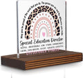 Special Education Director Gift Leopard Rainbow Desk Plaque, Inspirational by Pariveca