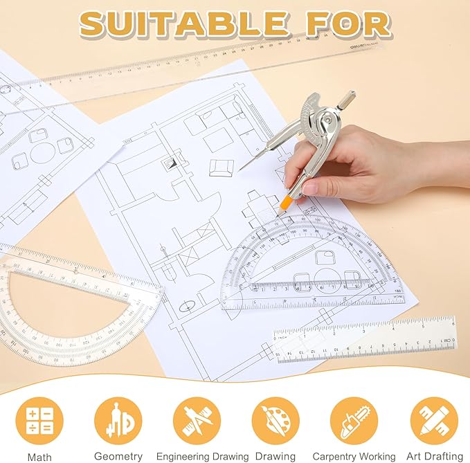 40 Pieces Geometry Math Set Compass - Image 4