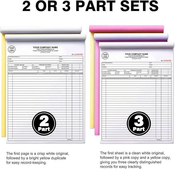 Custom Invoice Book with Logo 50 Set Personalized Receipt Books Customized - Image 3