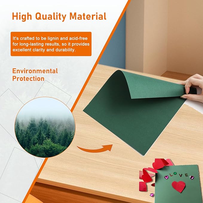 100 Sheets Dark Green Cardstock 8.5 x 11 Scrapbooking Paper, 75lb Heavyweight - Image 5