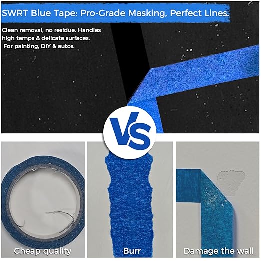 SWRT Blue Painters Tape 2 Inch Wide – 12 Rolls x 55 Yards, Clean Removal - Image 6