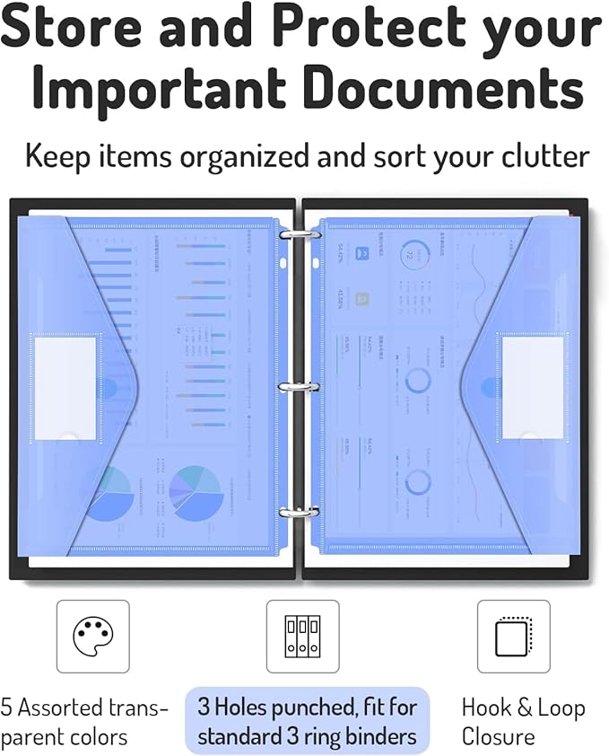 Forvencer Binder Pocket, 4X Regular Capacity, 10 Pack Super Heavyweight Plastic - Image 4