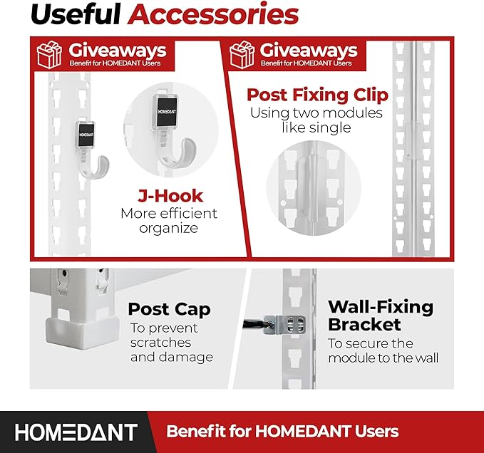 HOMEDANT 5 Tier Storage Shelves Adjustable Laminated Boltless Garage Metal - Image 6
