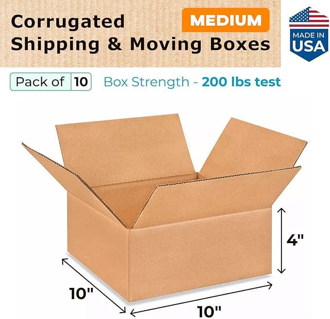 Medium Moving & Shipping Boxes 10x10x4 inches - Image 2