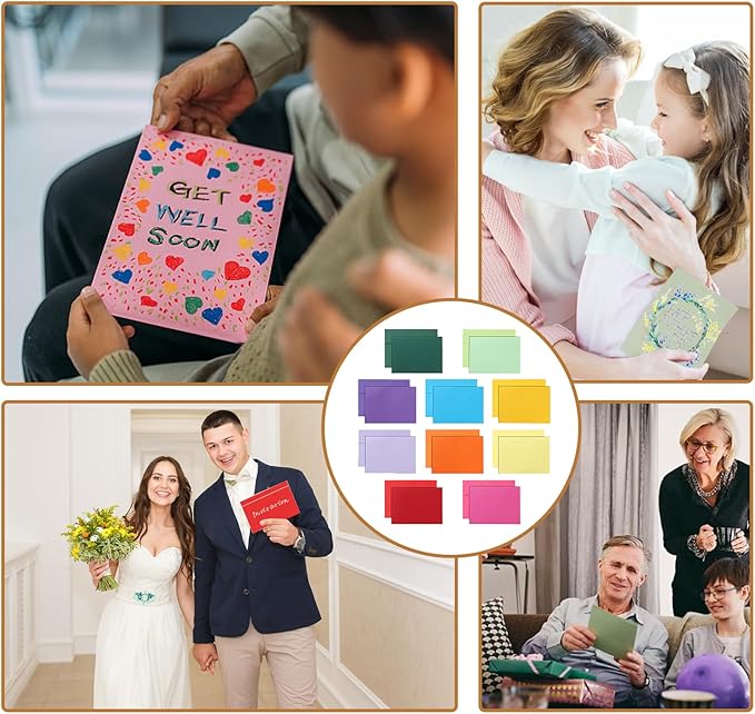 Silunkia 100 Packs 10 Assorted Colors Blank Note Cards and Envelopes 4.25 x 5.5 - Image 7