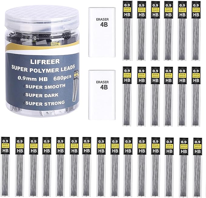 Lifreer 0.9 mm lead refills, Unbreakable 0.9mm lead pencil refills And 2 by Lifreer