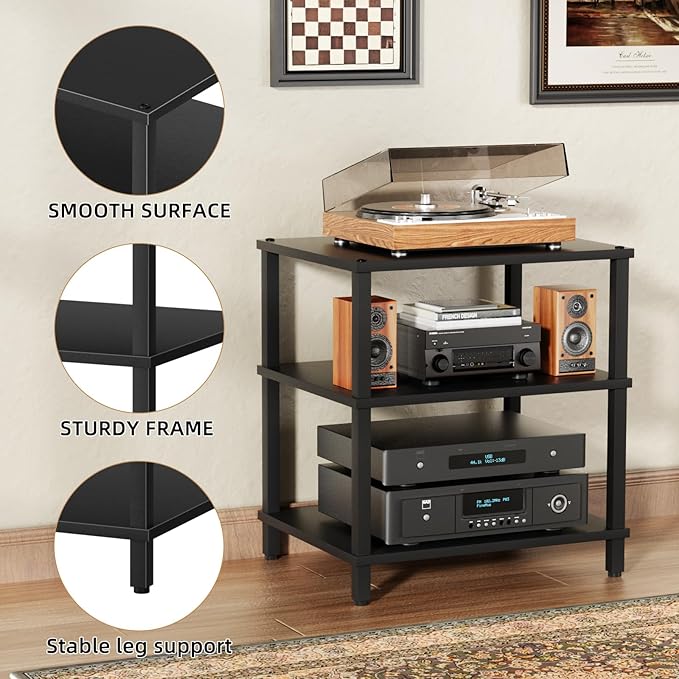 LELELINKY 3-Tier AV Media Player Stand Set of 2, Wooden TV Stand, Game Console - Image 4