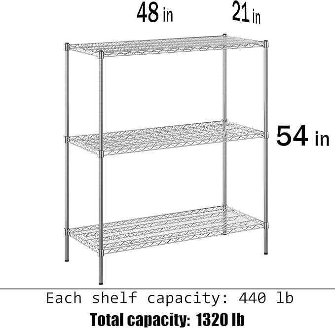 Regal Altair 21" Deep x 48" Wide x 54" Height Wire Shelving Kit | 3-Tier | NSF - Image 3