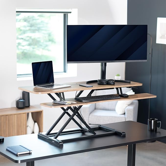 VIVO 48 inch Desk Converter, K Series, Height Adjustable Sit to Stand Riser - Image 2