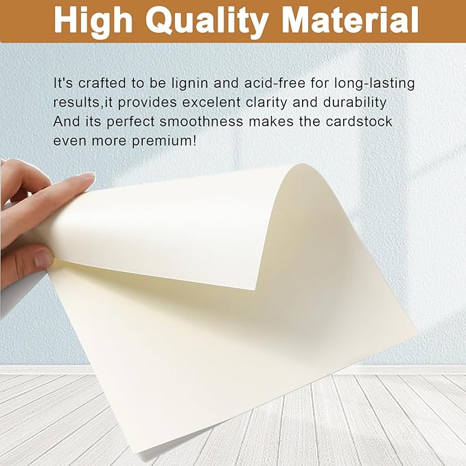 Silunkia 120 Sheets Cream Shimmer Cardstock 8.5 x 11 Off White Paper, - Image 4