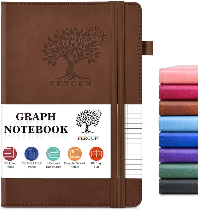 PERCUN Graph Paper Notebook, 160 Pages Grid Journal by PERCUN