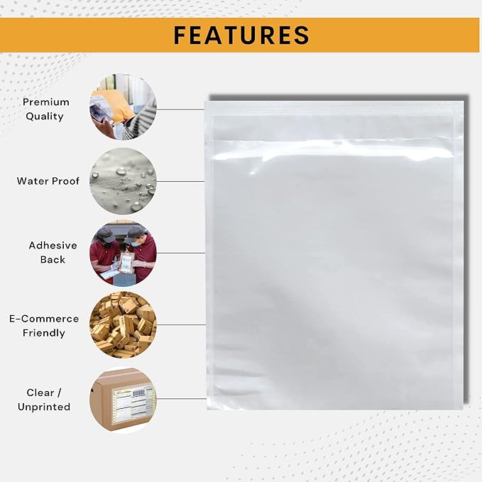 20, 000 Pack 7"x10" Shipping Label Sleeves – Clear Self-Adhesive Packing Slip - Image 5