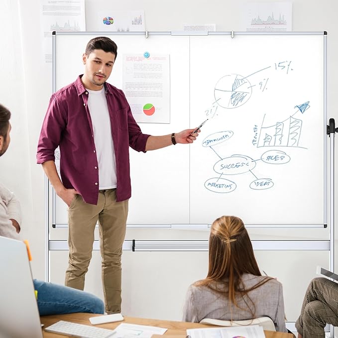 VIZ-PRO Double-Sided Mobile Whiteboard, 60 x 48 Inches, Magnetic Rolling Dry - Image 6