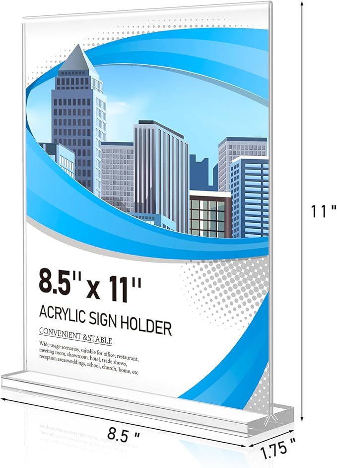 Eocnrhe Acrylic Sign Holder 8.5 x 11 10 Pack, Double-Sided Clear Sign Holder - Image 3