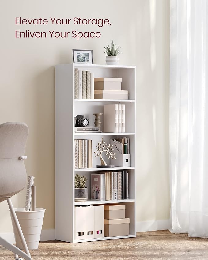 VASAGLE Set of 2 Bookshelves, 23.6 Inches Wide, 5-Tier Open Bookcases - Image 4