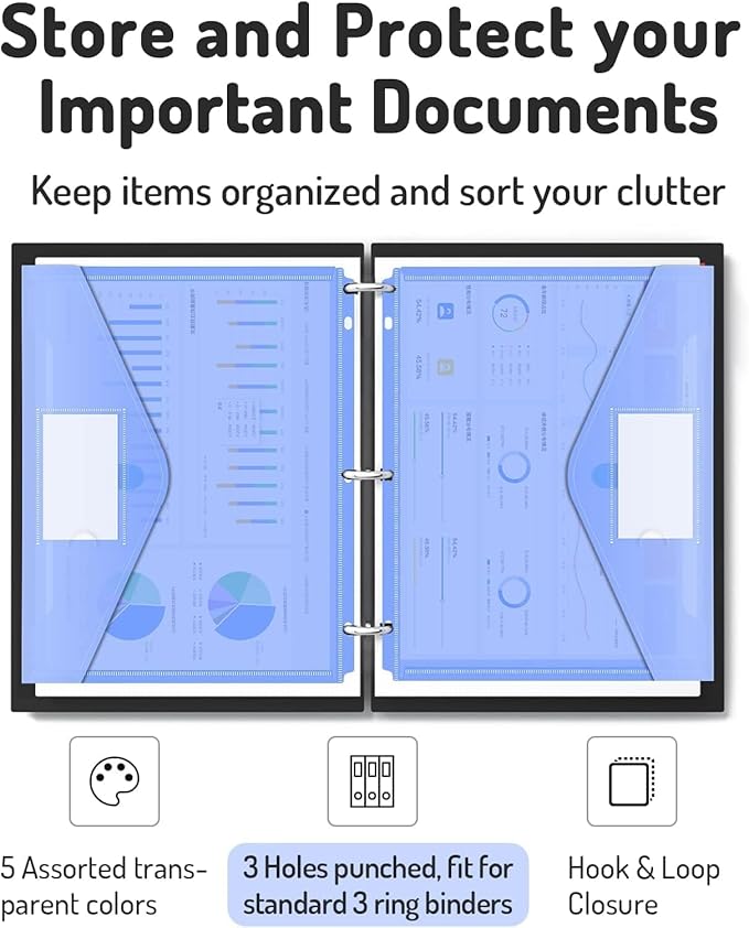 Forvencer Binder Pocket, 48 Pack Super Heavyweight Poly Binder Pocket - Image 3