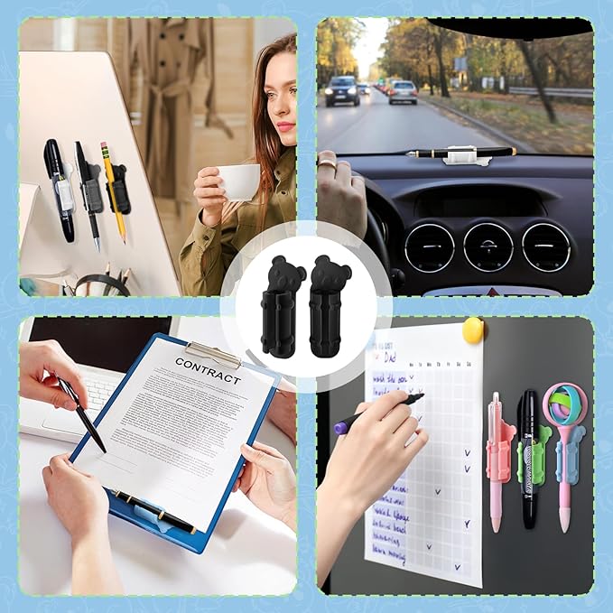 VZZNN 60 Pack Adhesive Pen Holder Clips, Colorful Silicone Pencil Holders - Image 6