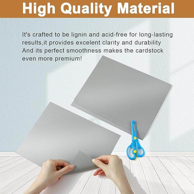 Silunkia 100 Sheets Silver Shimmer Cardstock 8.5 x 11 Crafts Paper, 200gsm/75lb - Image 4