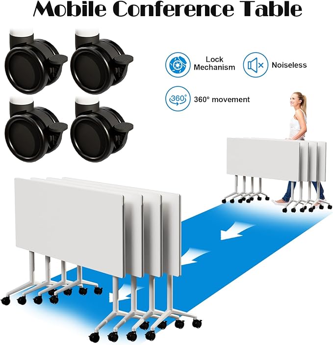 WYMHYZ Conference Table Flip Top Mobile Conference Room Tables, Folding - Image 3