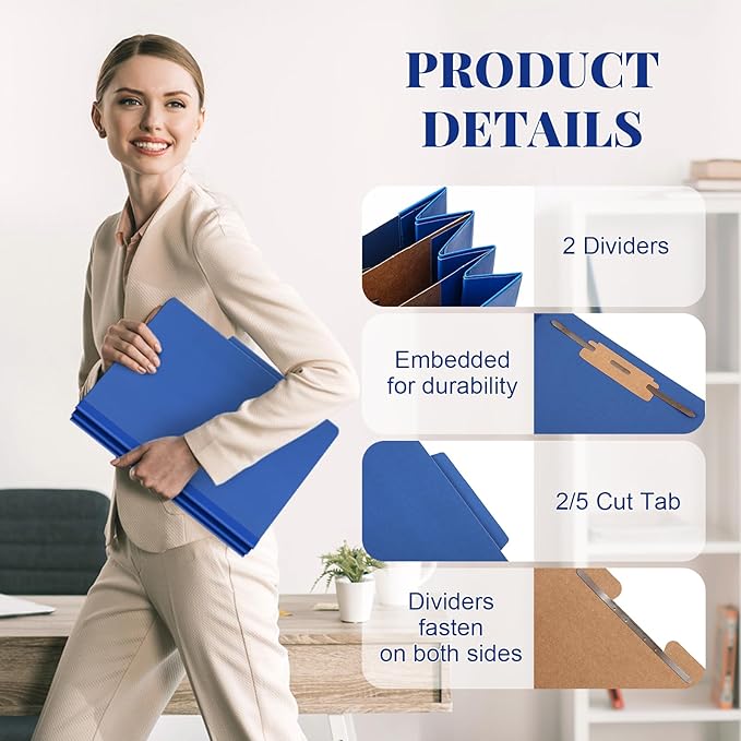 Skyygemm 60 Pcs Classification Folders Letter Size, 2 Divider Pressboard File - Image 3