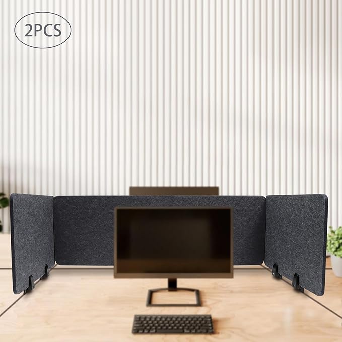ReFocus Raw Clamp-On Acoustic Desk Divider Mounted Privacy Panel Set – Reduce - Image 3