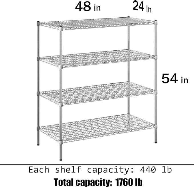 Regal Altair 24" Deep x 48" Wide x 54" Height Wire Shelving Kit | 4-Tier | NSF - Image 3