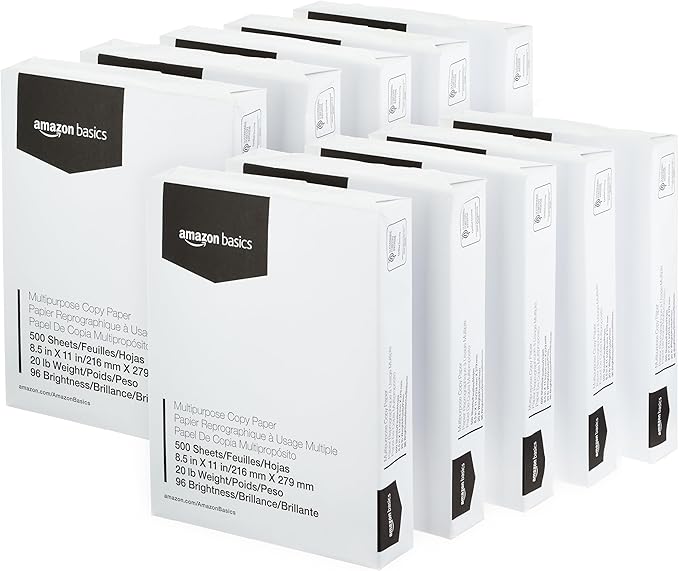 Amazon Basics Multipurpose Copy Printer Paper, 8.5 x 11 Inches, 20 lb, 10 Ream by AmazonBasics