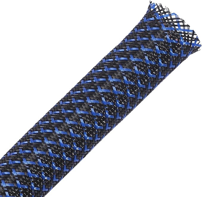 100ft - 1 inch PET Expandable Braided Sleeving – BlackBlue – Alex Tech Braided by AlexTech