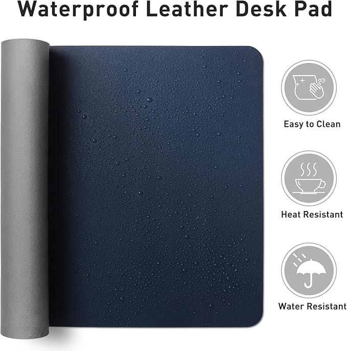 Aothia Leather Desk Pad Protector, Mouse Pad, Office Desk Mat, Non-Slip PU - Image 7