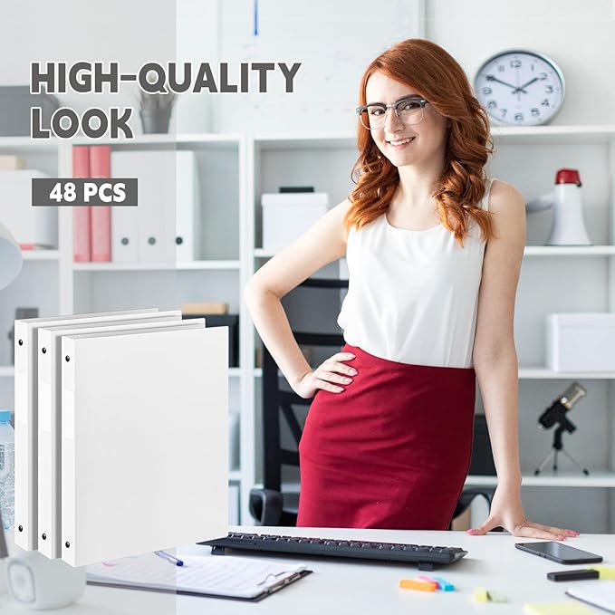 Henoyso 48 Pcs 3 Ring Binder 0.5 Inch Round Fits Letter Size 8.5'' x 11'' Paper - Image 5