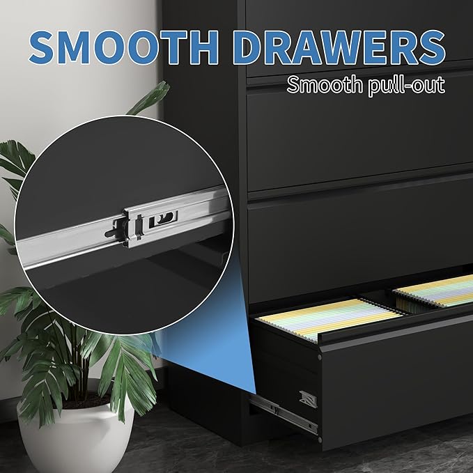 FLIXELIO File Cabinets 4 Drawer, Metal Office Storage Filing Cabinet - Image 6