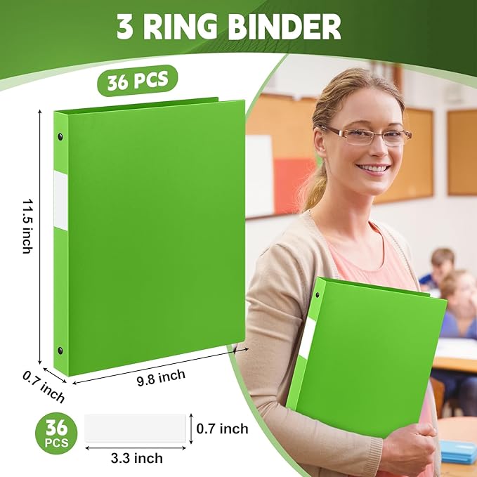 Henoyso 36 Pcs 3 Ring Binder 0.5 Inch Round Fits Letter Size 8.5'' x 11'' Paper - Image 2