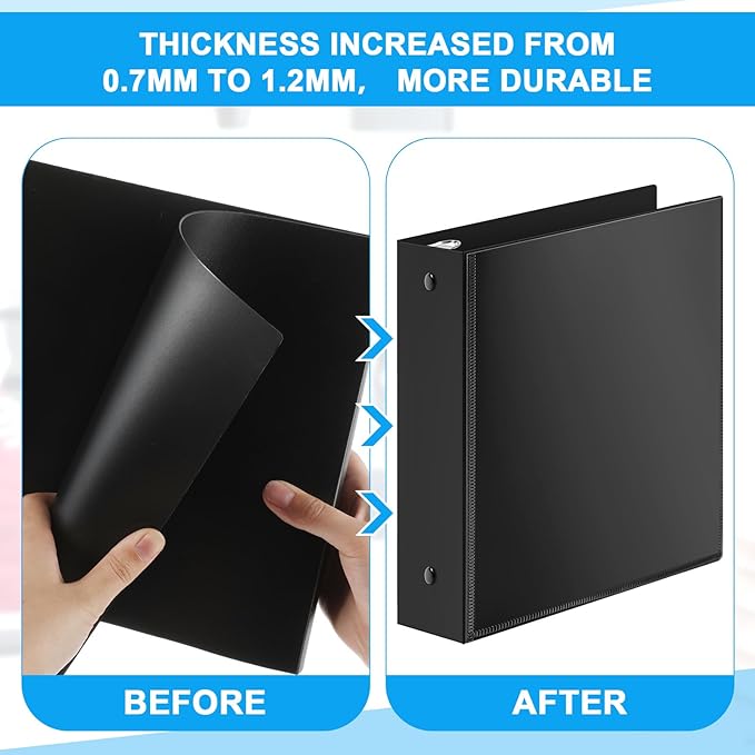 Henoyso 12 Pcs 3 Ring 1 Inch Binders Fits 8.5 x 11 Inch Letter Size Paper - Image 3