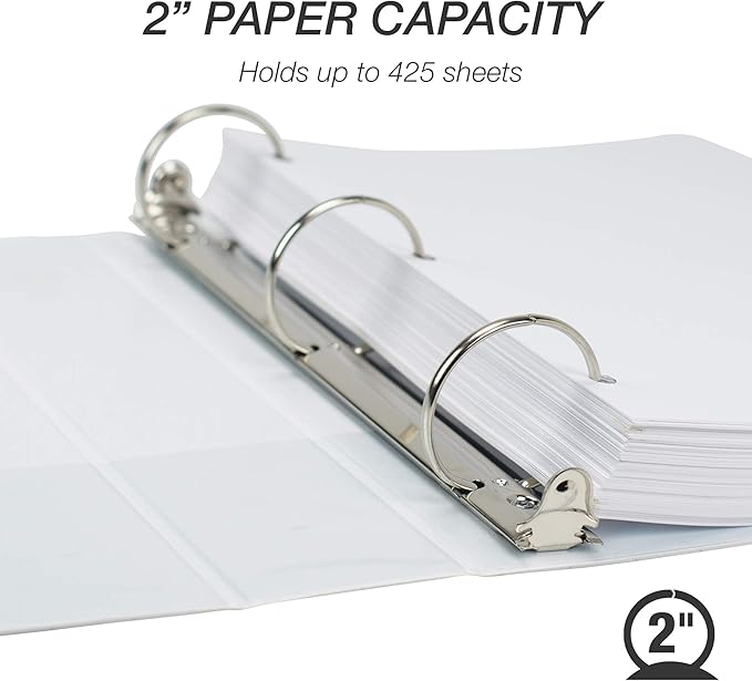 Samsill Durable 2 Inch Binder, Made in The USA, Round Ring Customizable Clear - Image 3