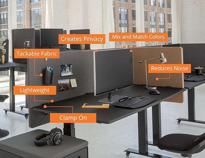 Stand Up Desk Store ReFocus Clamp-on Acoustic Desk Divider Privacy Panel That - Image 7