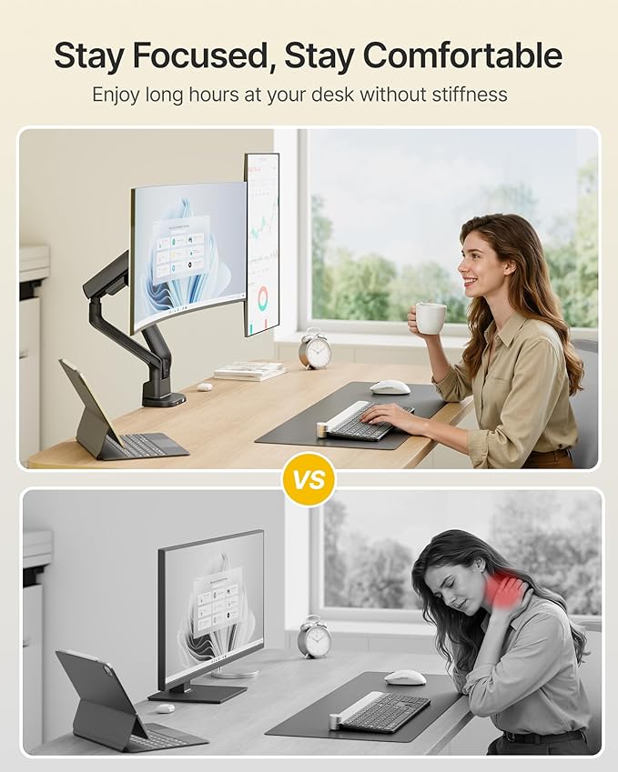 monTEK Dual Monitor Arm with USB, Mechanical Spring Monitor Arm - Image 4