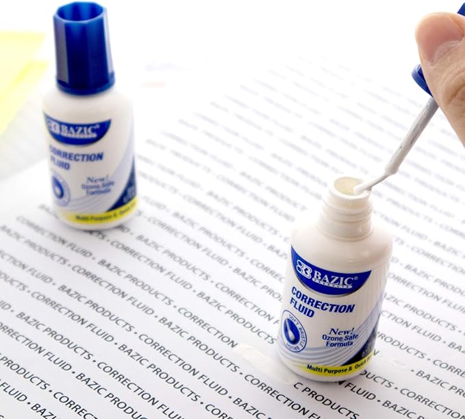 BAZIC Products Correction Fluid, Soft Bristle Brush & Precise Metal Tip - Image 5