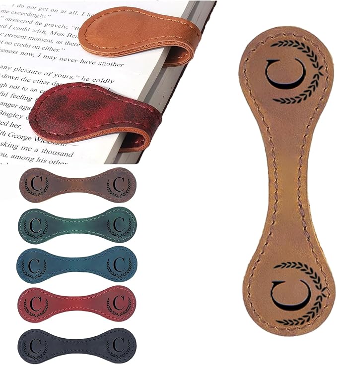Artlaza Personalized Magnetic Leather Bookmark, 26 Letters Custom Leather by Artlaza