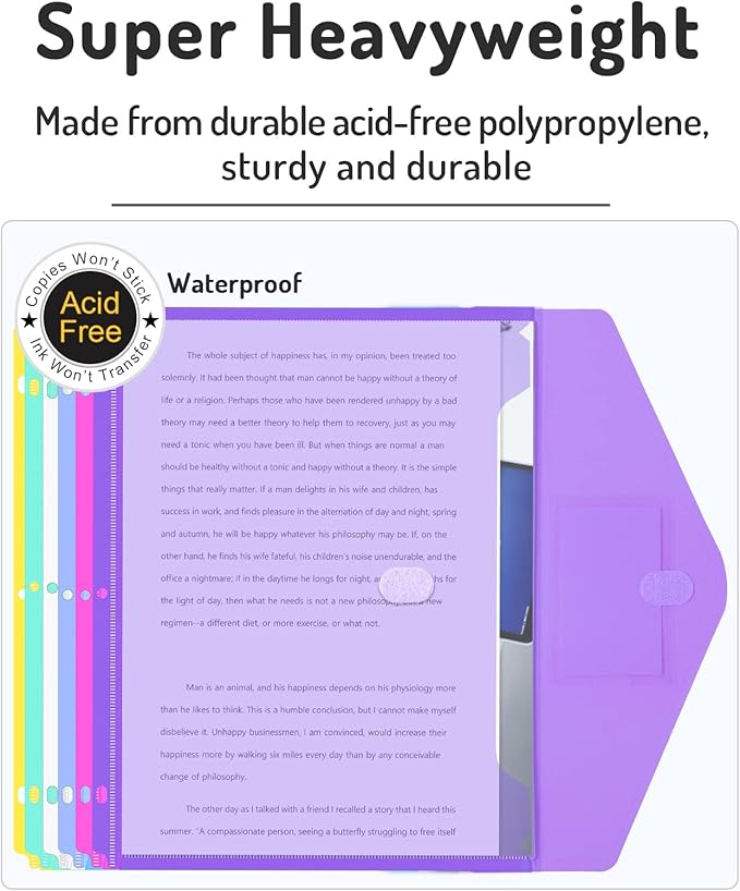 Forvencer Binder Pocket, 5 Pack Super Heavyweight Poly Binder Pocket - Image 3