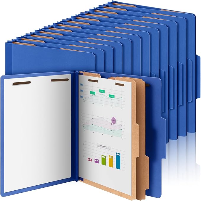 Skyygemm 48 Pcs Classification Folders Letter Size, 2 Divider Pressboard File by Skyygemm