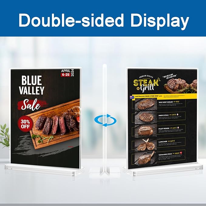 BlueValley 4x6 Acrylic Sign Holder, 12 Pack Plexiglass Picture Frame Double - Image 3