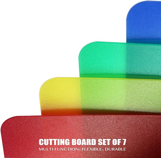 Fotouzy Plastic Cutting Boards for Kitchen, Flexible Cutting Mats Set of 7 - Image 5